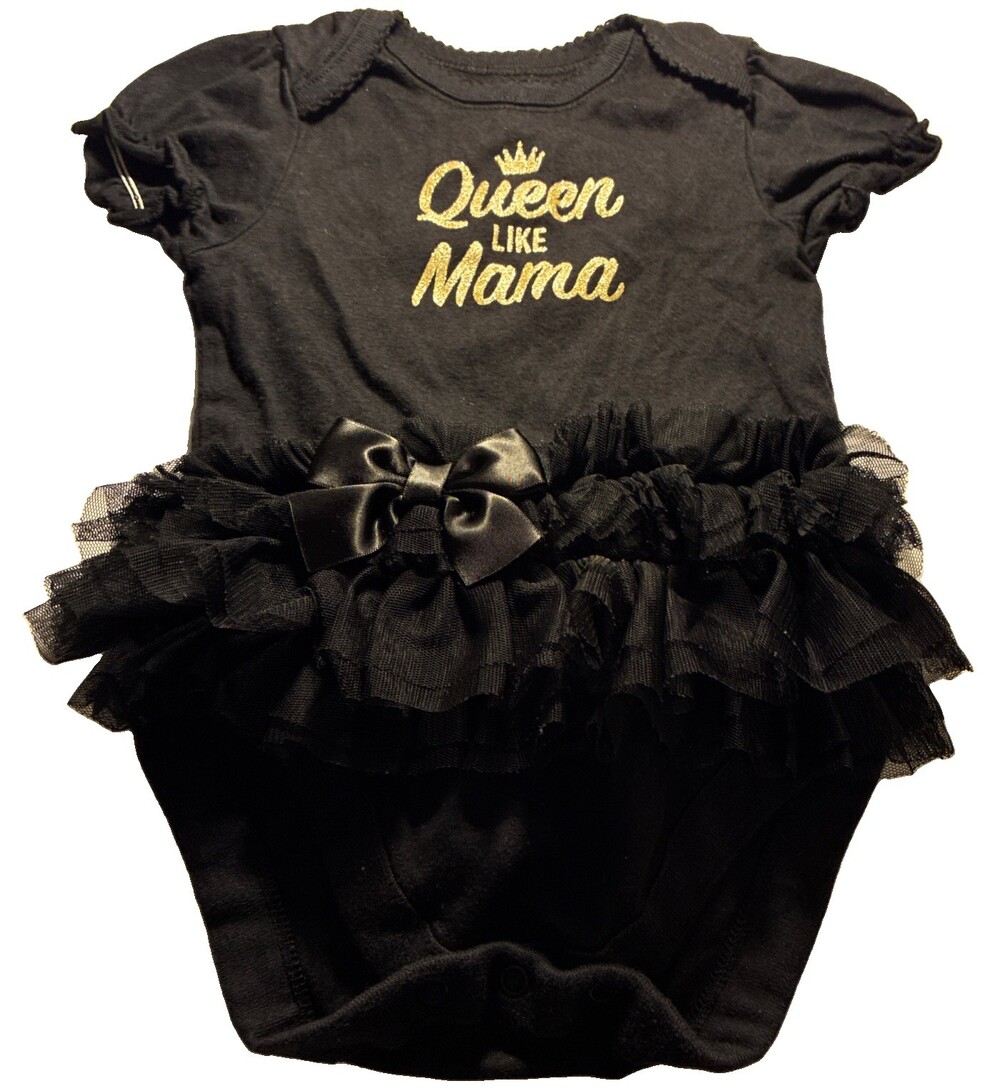 Childrens Place Tutu Bodysuit Little Black Dress 3/6 mo Black & Gold
